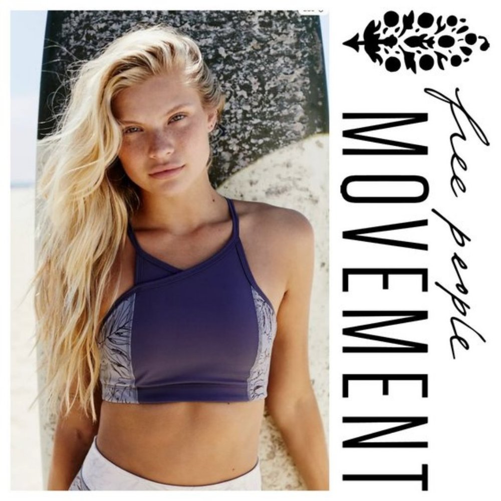 Free People Movement Fired Up Yoga Sports Bra Purple XS NWT